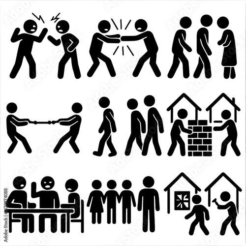 Disagreements and Conflict Between People Icons