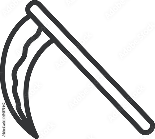 鎌のアイコン（線画）のイラスト