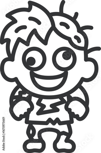 ゾンビのキャラクターのアイコン（線画）のイラスト