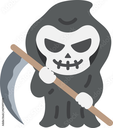 鎌を持った、死神のキャラクターのアイコンのイラスト