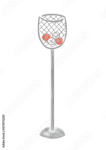 玉が入っている玉入れのカゴのイラスト