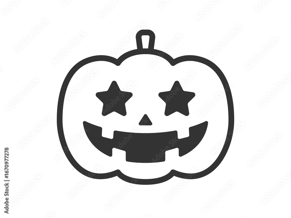 Obraz premium 目が星の、カボチャのおばけのアイコン（線画）のイラスト