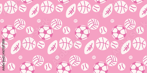 Ball seamless pattern background. Ball illustration pattern. Ball sports background. Perfect for fabrics, textile, wallpaper, and decor.
