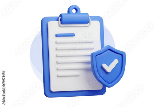 3d clipboard with shield and checkmark for security png