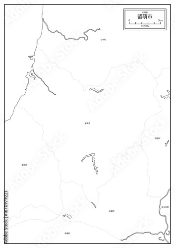 北海道留萌市の白地図データ
