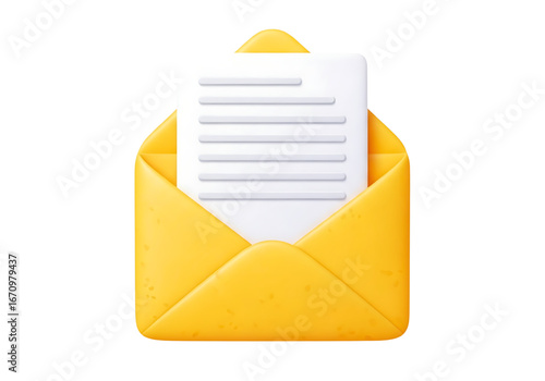 Free Download 3d yellow envelope with paper email icon isolated png - GFXLoad