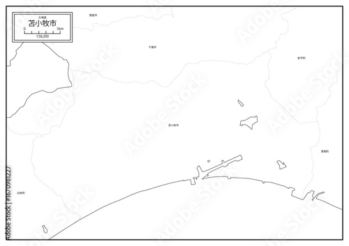 北海道苫小牧市の白地図データ