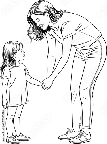 Mother and child holding hands sharing a tender moment together