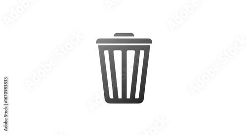 Stylized metallic trash bin icon on a plain black background scene