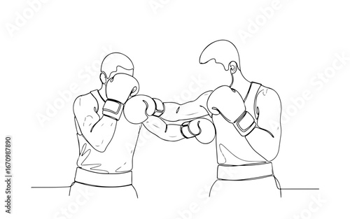 boxing player simple minimalist aesthetic one line art, isolated on white background 