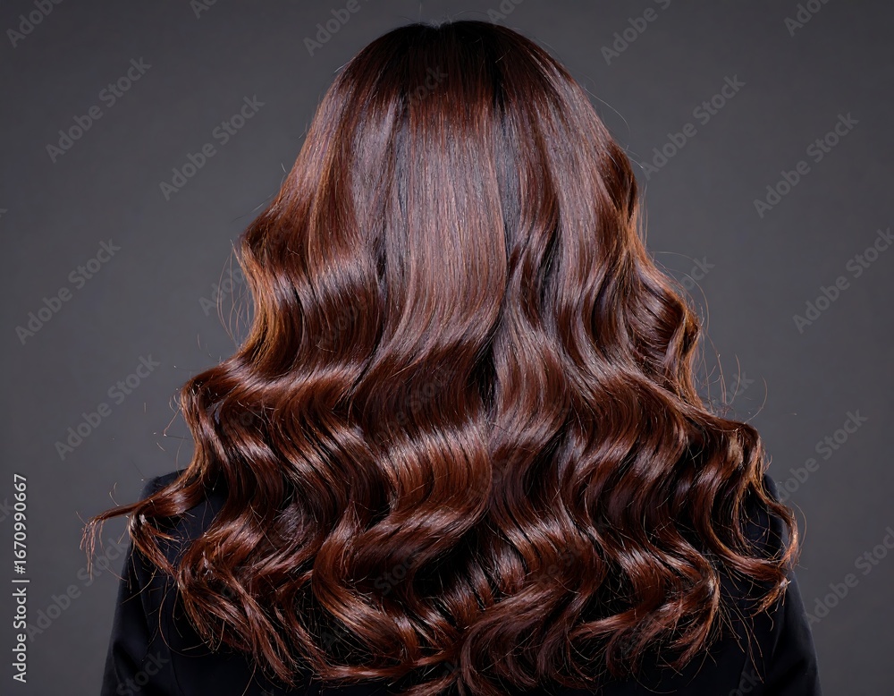 Fototapeta premium Wavy brown hair against gray