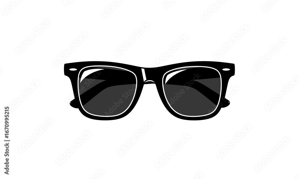 Fototapeta premium Classic Black Sunglasses Front View Illustration.