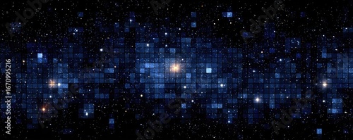 Wallpaper Mural Pixelated nebula; blue, dark, starry Torontodigital.ca