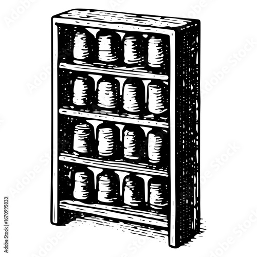 Vintage Thread Spool Rack for Sewing and Craft Storage