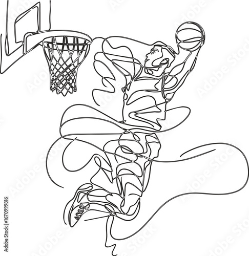 basketball slam dunk line art