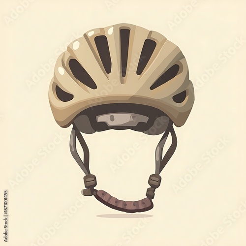 Beige Bicycle Helmet Close-up for Safety Illustration