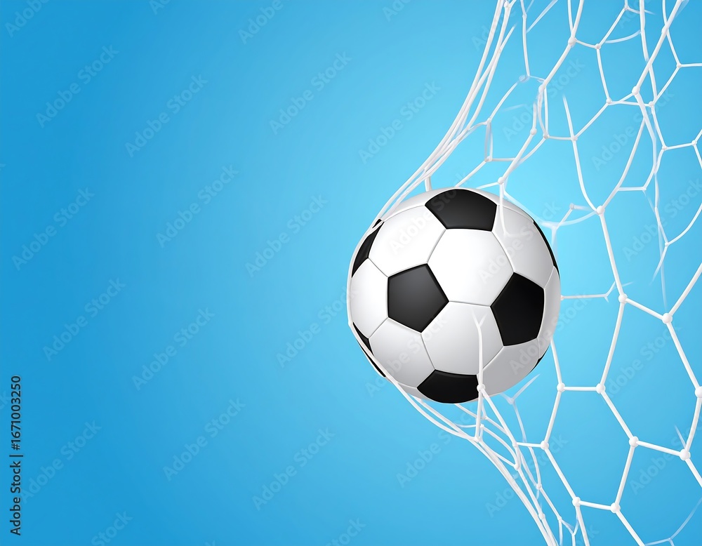 Obraz premium Soccer ball entering a goal net