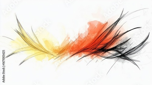 Abstract design featuring flowing lines in warm colors, evoking movement and energy.