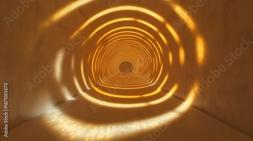 A tunnel with swirling light patterns creating a mesmerizing visual effect.