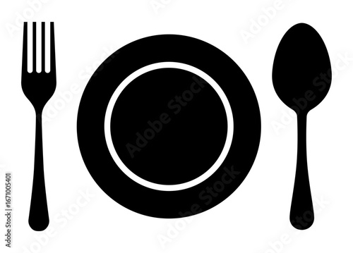 Plate, Fork, and Spoon Icon