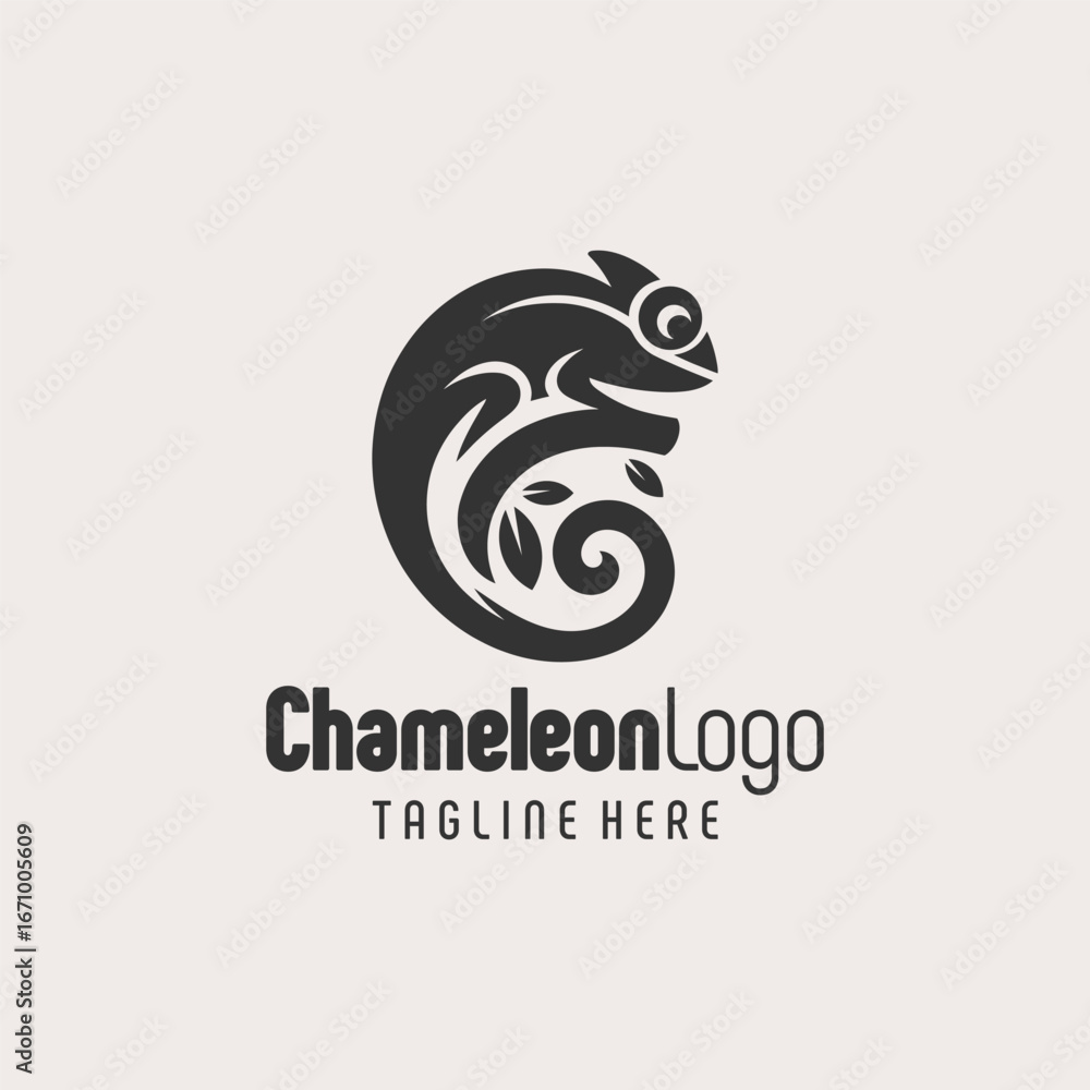 Obraz premium Timeless Black White Chameleon Logo