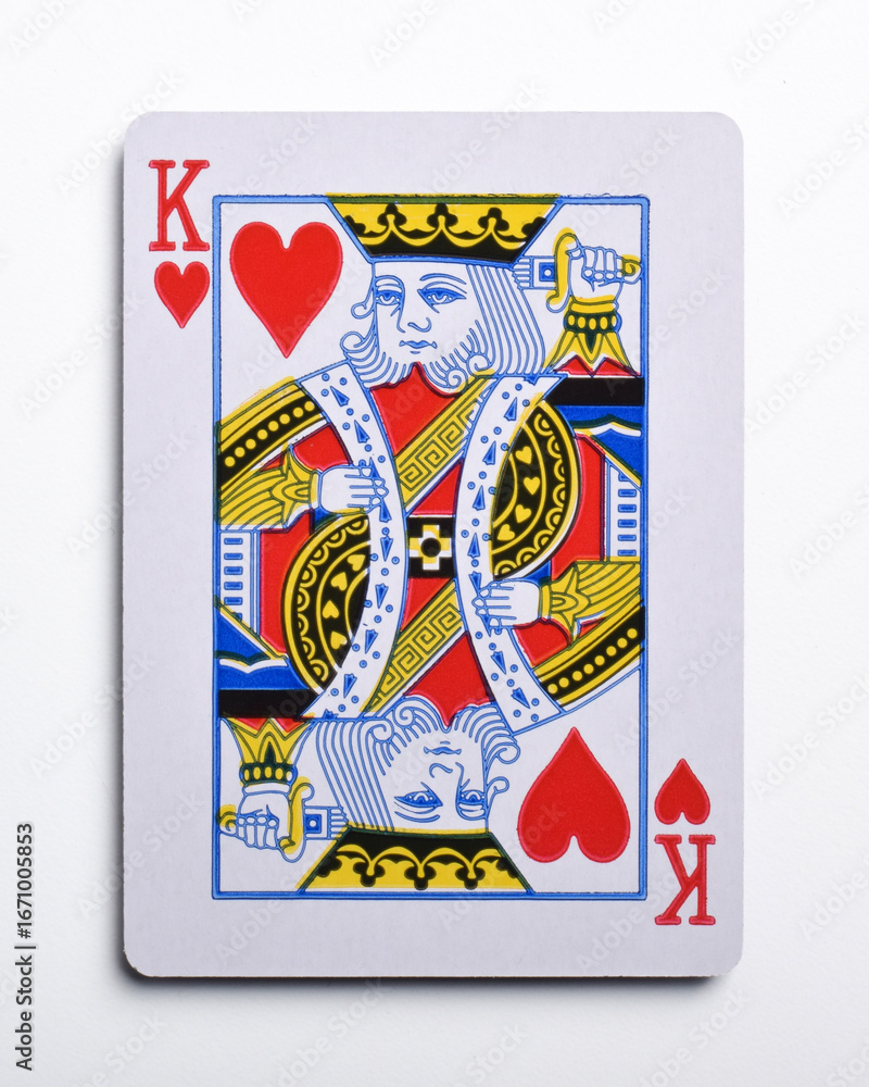 Obraz premium King of hearts playing card, isolated on white background