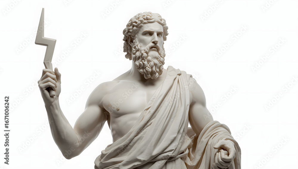 Obraz premium Statue of Zeus Holding a Thunderbolt, Ancient Greek Mythology