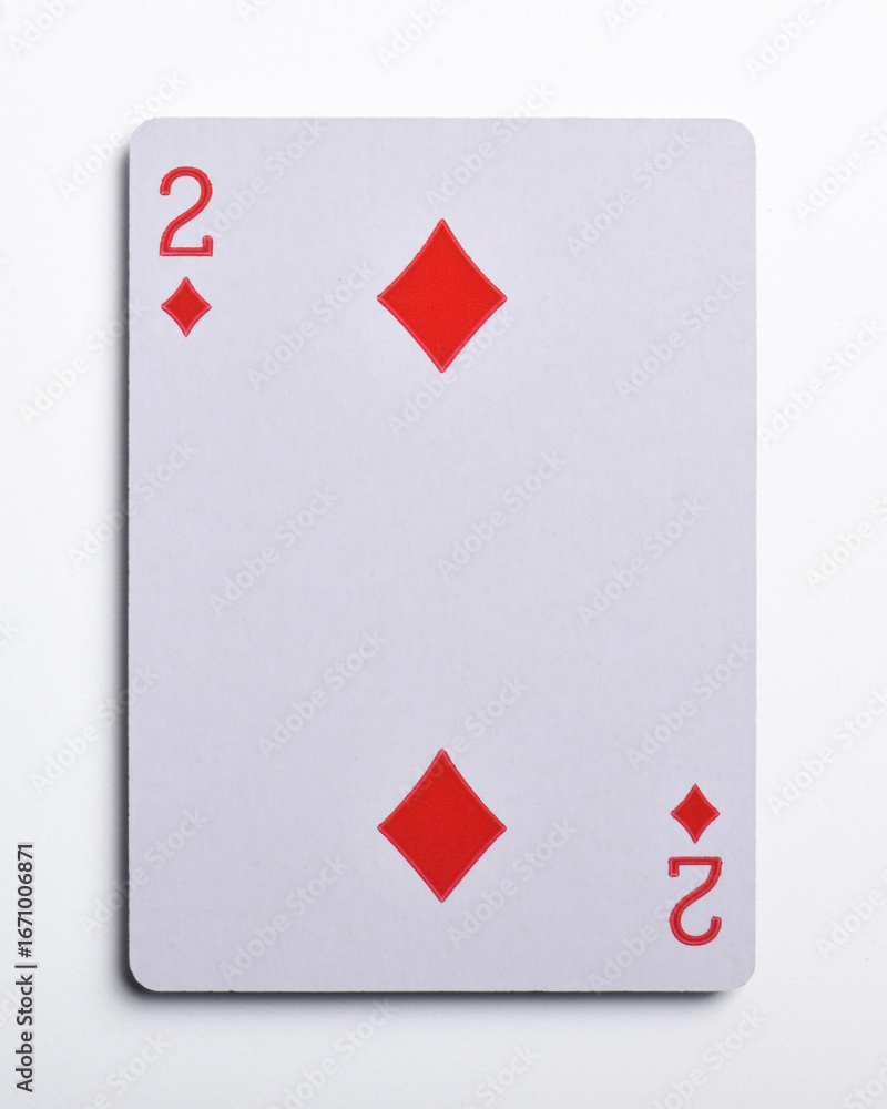 Obraz premium Two of Diamonds playing card, isolated on white background