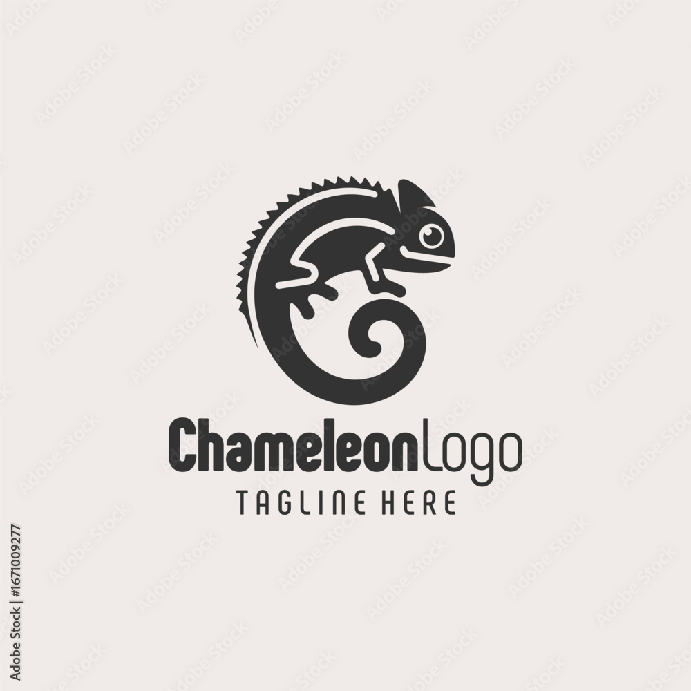 Fototapeta premium Minimal Chameleon Vector Black White