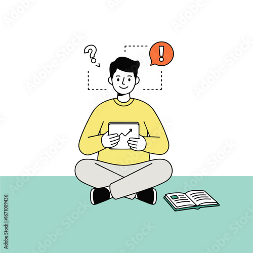 Man studies market trends and finds investment opportunities to grow wealth with technology solutions