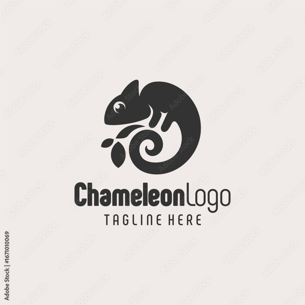 Obraz premium Contemporary Chameleon Logo Black White