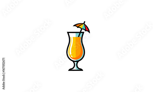 Vibrant Orange Hurricane Cocktail with Colorful Umbrella Garnish.