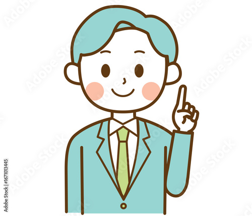 ポイントを説明するスーツを着た男性のイラスト