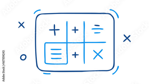 Blue tic tac toe game with x and o symbols vector