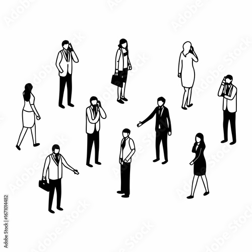 Business professionals interacting on white background business people women