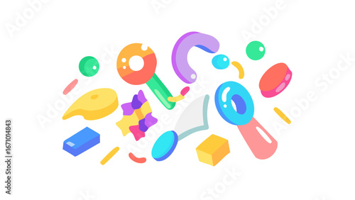 Colorful abstract shapes and objects geometric