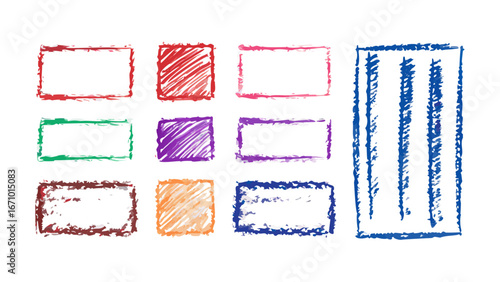 Colorful crayon style frames and borders sketchy