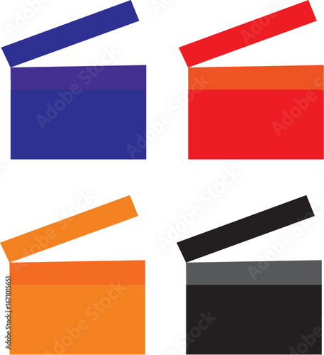 Colorful Clapboard Set Movie Production & Filmmaking Icons