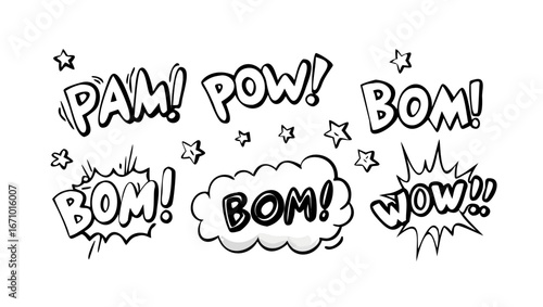 Comic sound effect explosion burst with white lines vector