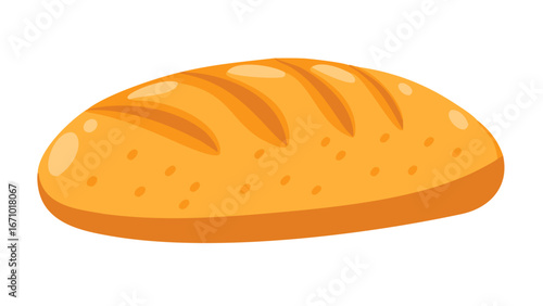 Golden brown artisan bread loaf with scoring bakery food
