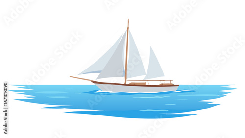 Graceful sailboat sailing on blue water ocean