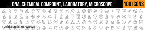 Chemistry and Laboratory Bulb Line Icon Collection. Editable Stroke. Perfect for Graphics, Designs, Books, Adverts, Apps