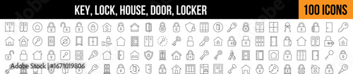 Locker, House, Door Line Icon Collection. Editable Stroke. Perfect for Graphics, Designs, Books, Adverts, Apps