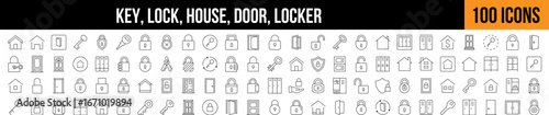 Locker, House, Door Picture Collection. Editable Stroke. Perfect for Graphics, Designs, Books, Adverts, Apps