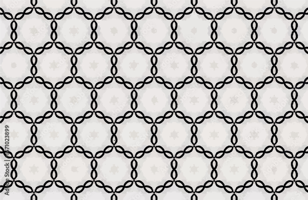 Naklejka premium Abstract geometric pattern composed of interlocking hexagonal shapes with intricate loops and a subtle texture, creating a modern and sophisticated design
