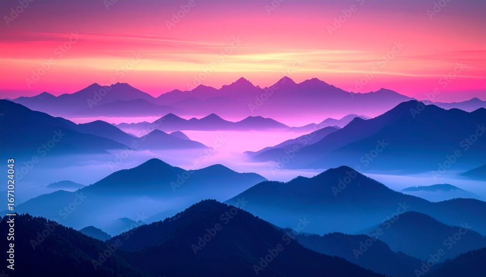 Obraz premium Majestic Mountain Range at Sunrise/Sunset with Vibrant Colors halloween background