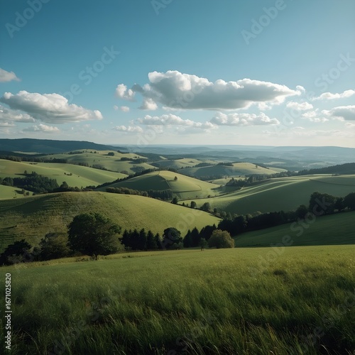 Green Rolling Hills Landscape