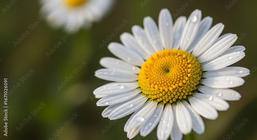 Fototapeta premium Close-up White Daisy with Dew Drops.