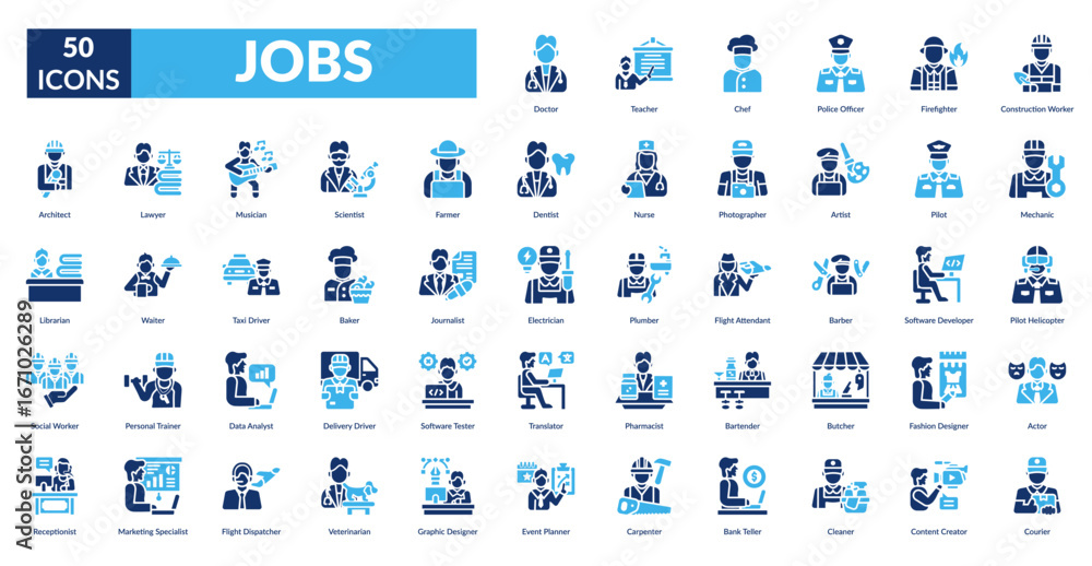 custom made wallpaper toronto digitaljobs fill icon set. Doctor, Teacher, Chef, Police Officer, Firefighter, Construction Worker, Mechanic