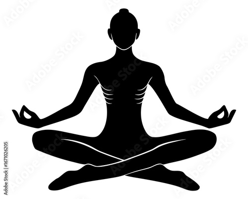 Yoga meditation pose silhouette vector